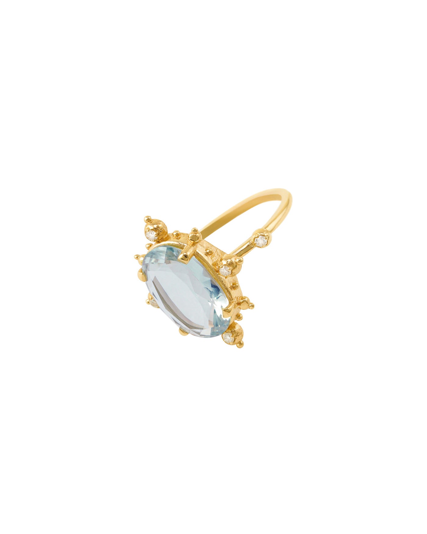 Ring with blue topaz and diamonds