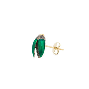Mini Scarab Green Enamel Fly Wings Stud