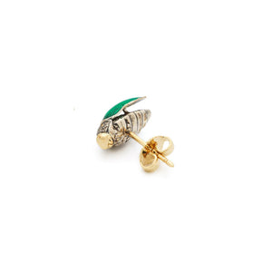 Mini Scarab Green Enamel Fly Wings Stud