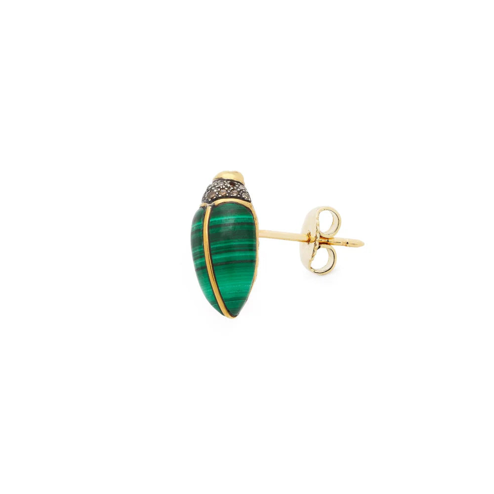 Mini Scarab Malachite Stud