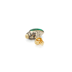 Mini Scarab Malachite Stud