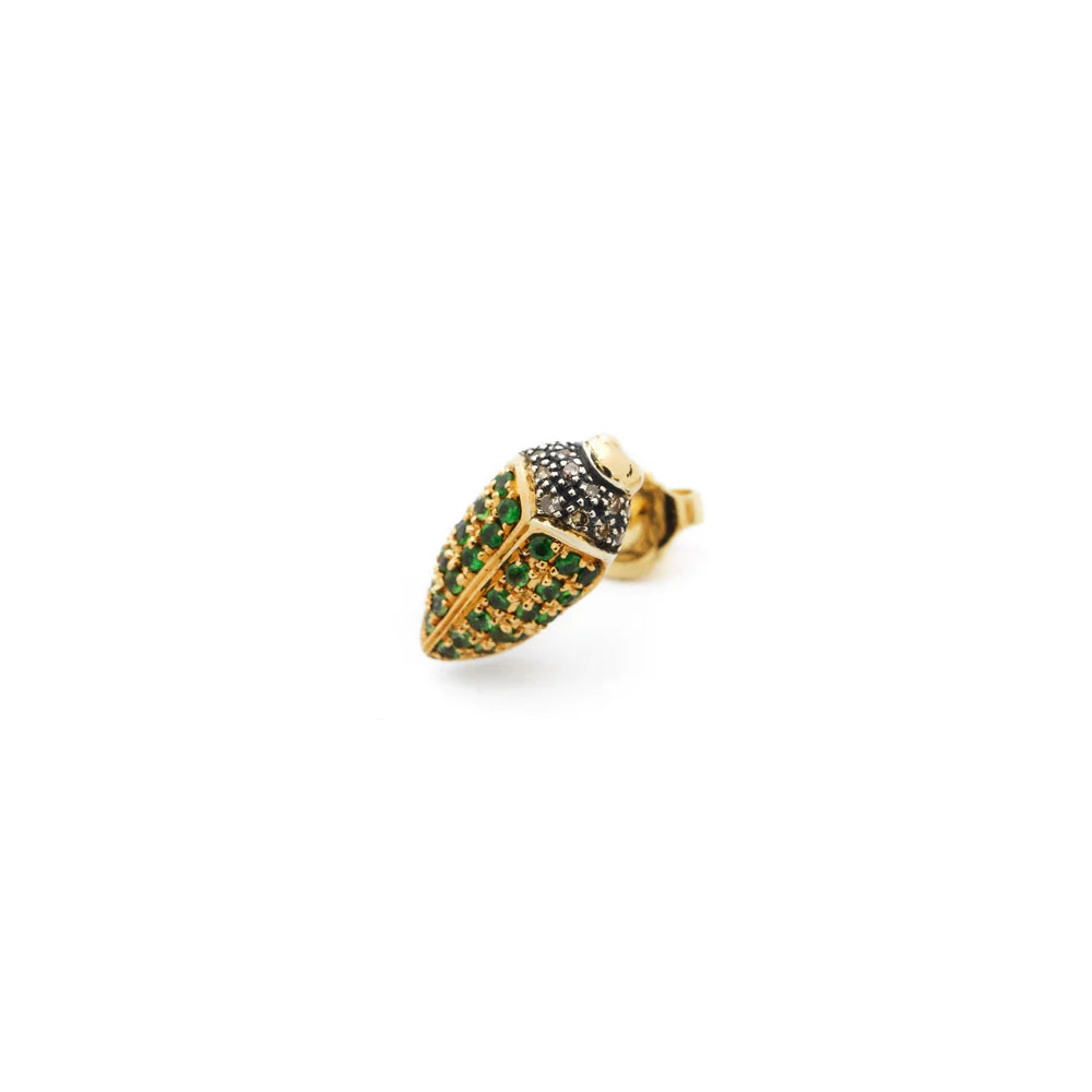 Mini Scarab Pave Tsavorites Stud
