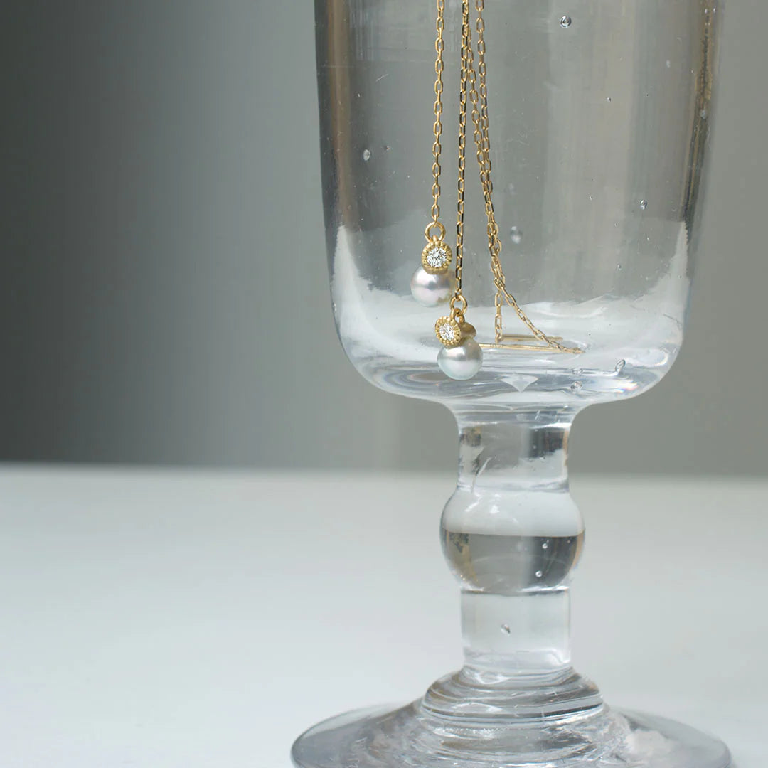 Baby Akoya Pearl Diamond Chain Earrings