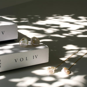 Petal Pearl Dia Chain Earrings S