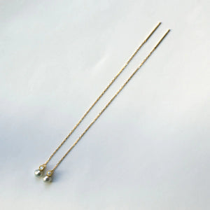 Baby Akoya Pearl Diamond Chain Earrings