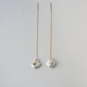 Petal Pearl Dia Chain Earrings S