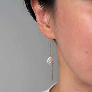Petal Pearl Dia Chain Earrings S