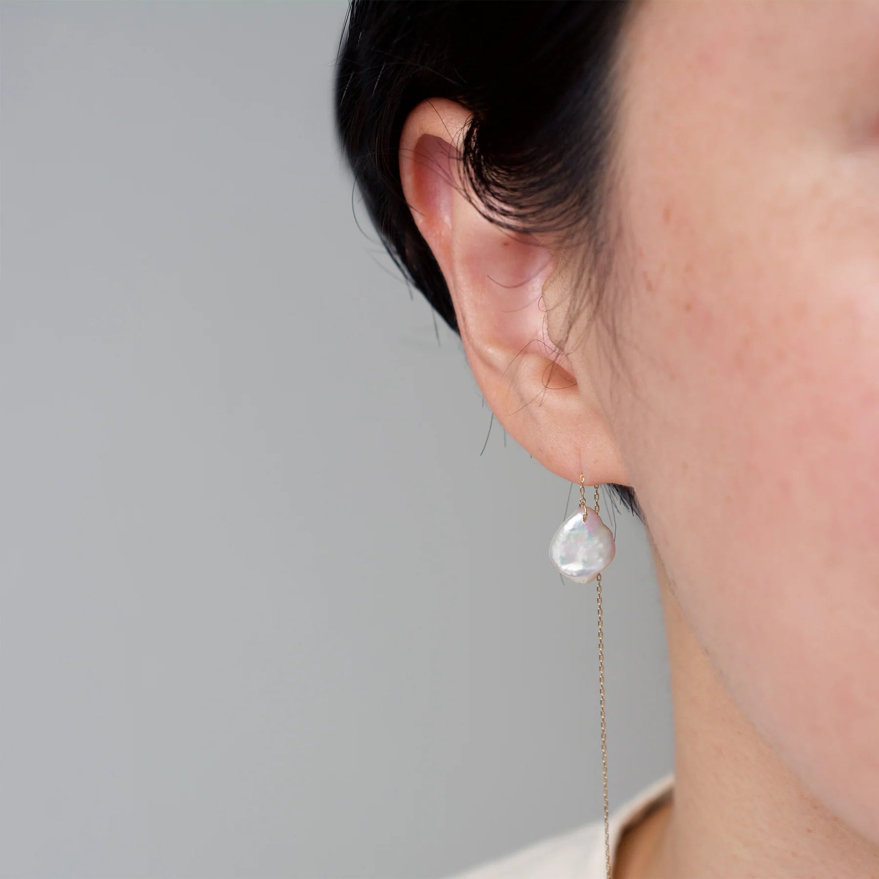 Petal Pearl Chain Earrings S
