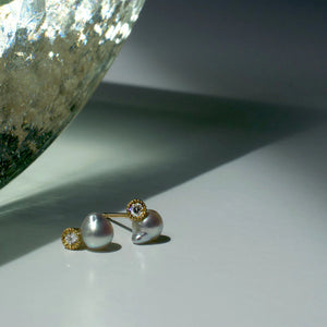 Baby Akoya Pearl Dia Earrings