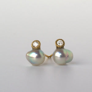 Baby Akoya Pearl Dia Earrings