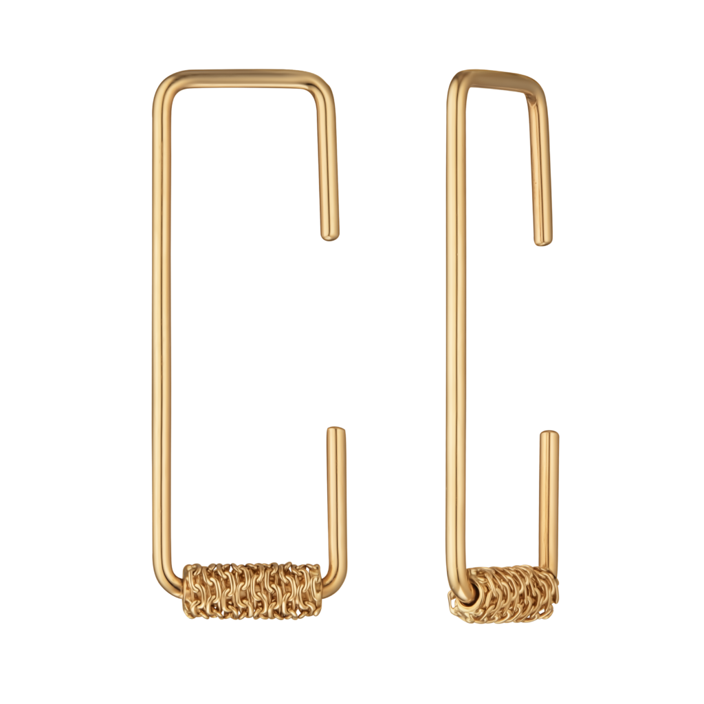 Golden rope mono earring