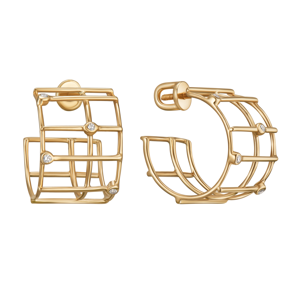 Grid earrings w. diamonds