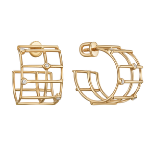 Grid earrings w. diamonds