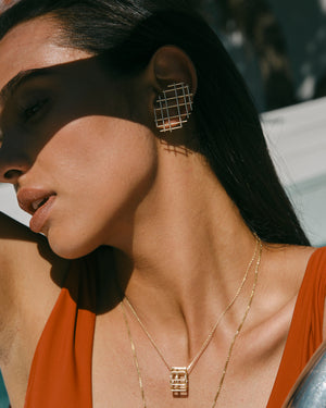 Grid mono earring