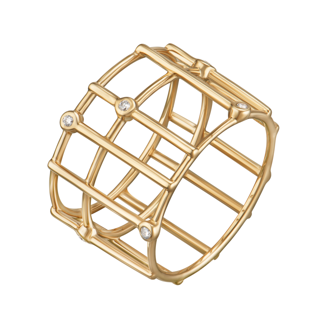 Grid ring w. diamonds