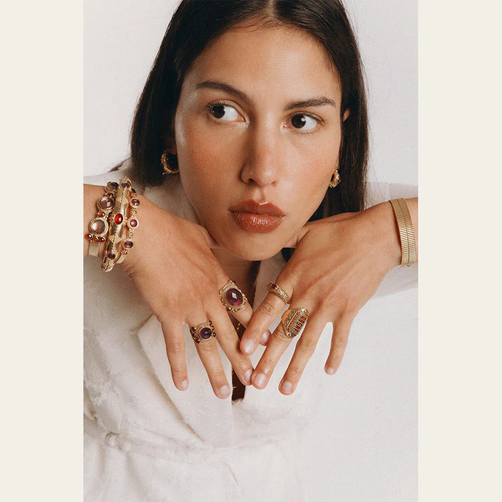 Jasmine three-stone earrings