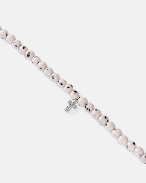 Dalmatian jade choker w. big diamond cross