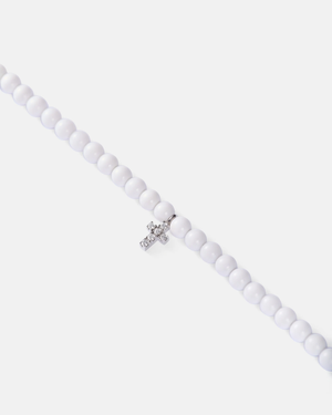 Jade choker w. big diamond cross