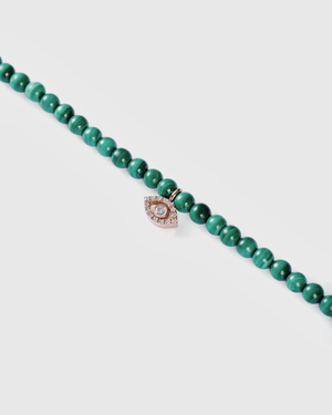 Malachite choker w. diamond evil eye