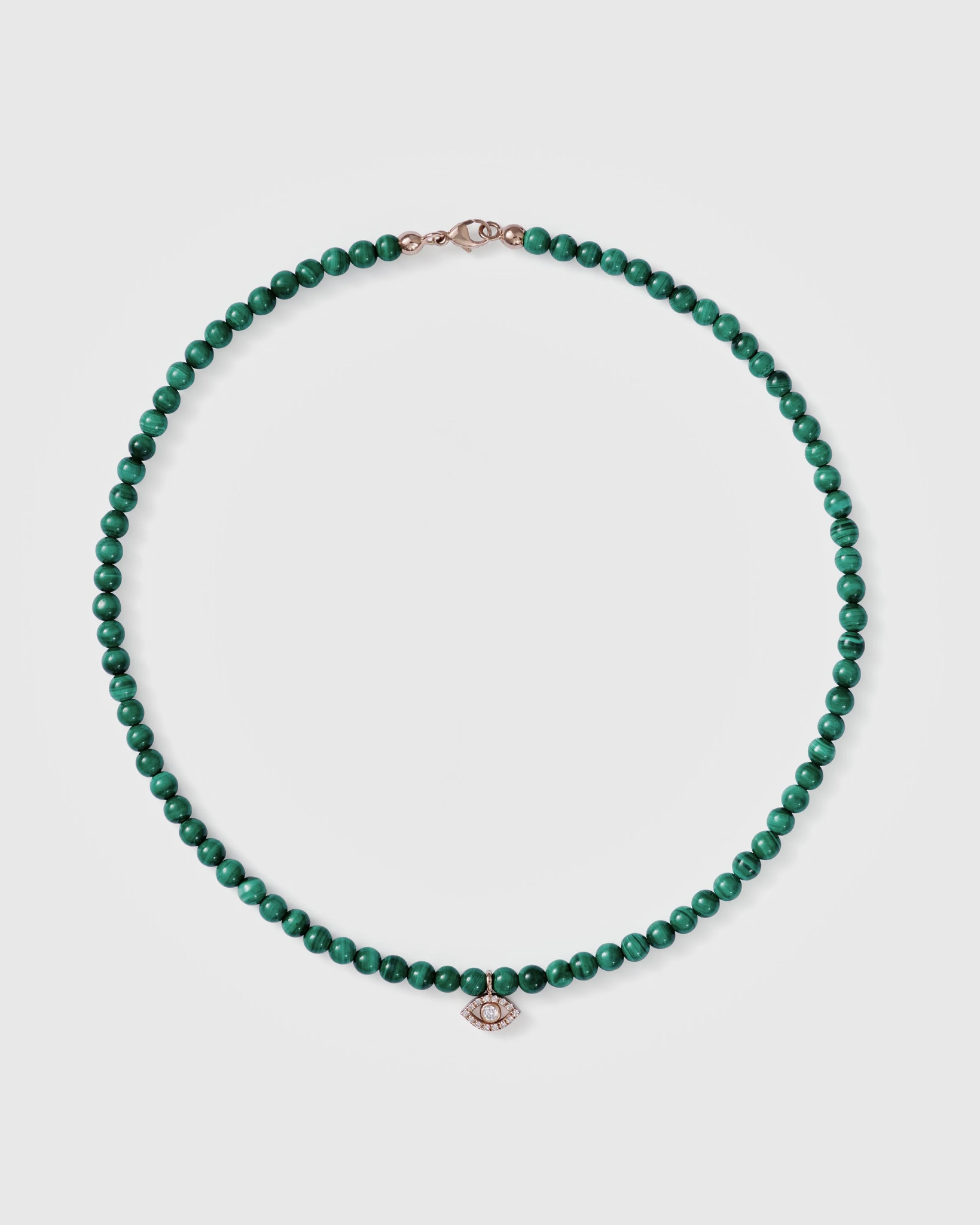 Malachite choker w. diamond evil eye