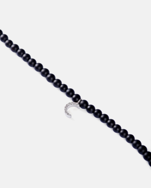 Onyx choker w. big diamond moon