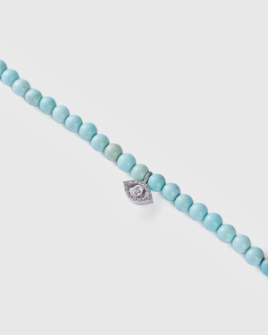 Howlite choker w. diamond evil eye