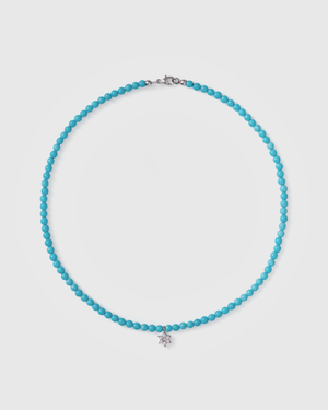 Turquoise choker w. small diamond star of David