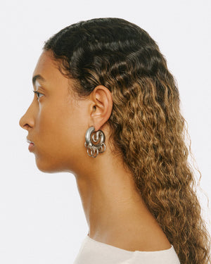 Pierced Serpent Hoops Silver