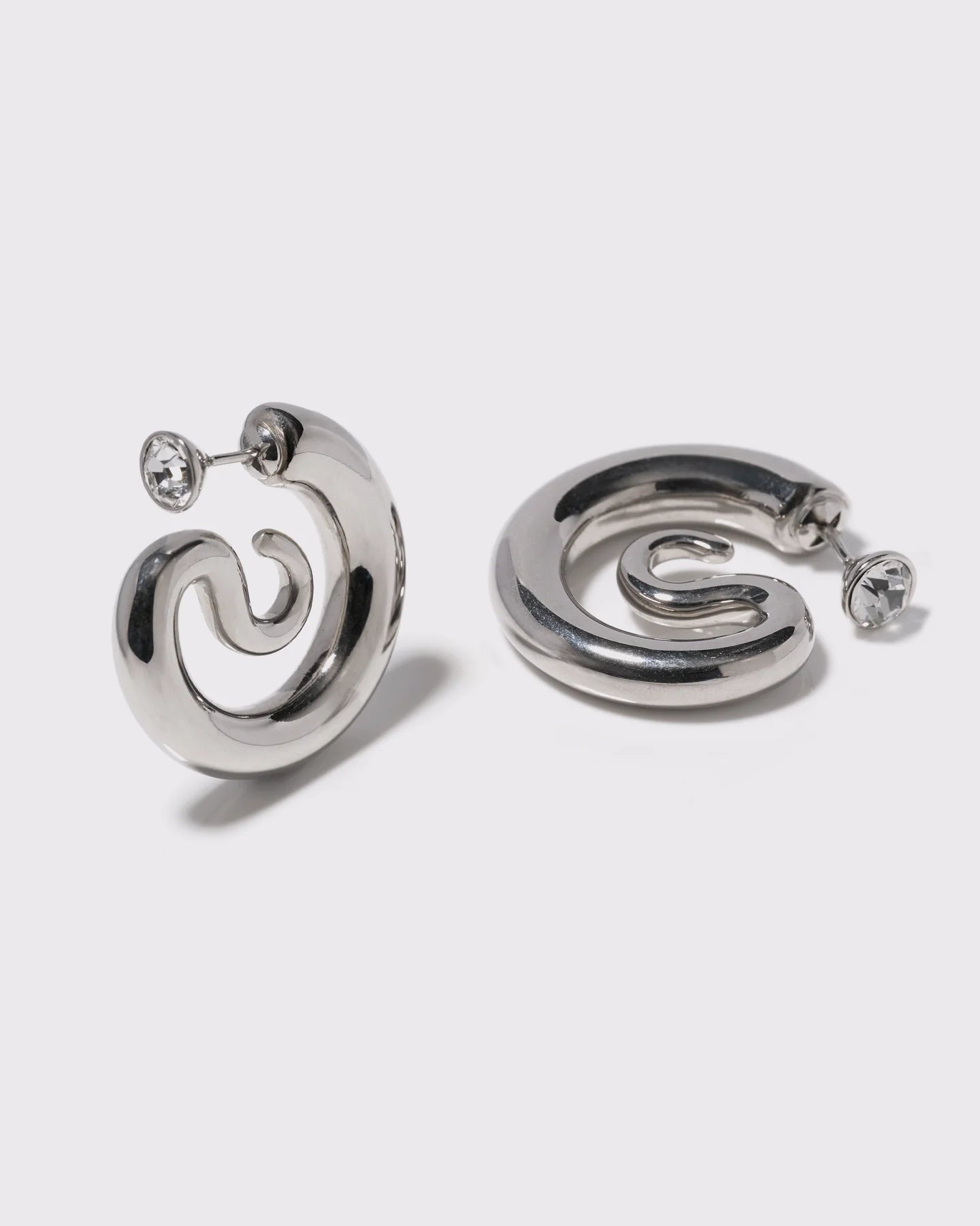 Diamond Serpent Hoops Silver