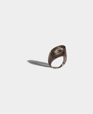 Oblique aged mirror pinky ring