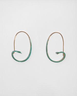 Snake oval hoops with patina