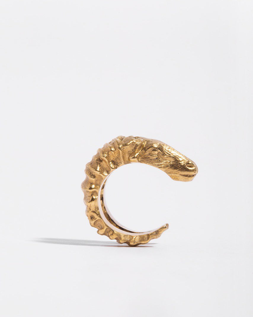 Horned ram's head ring