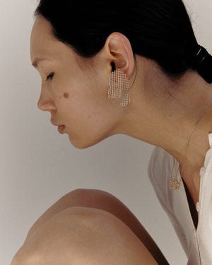 Small grid mono earring