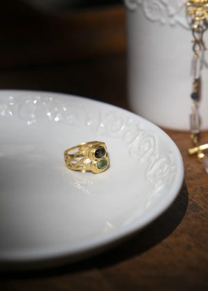 Ring in silver-gilt and tourmalines Antigone