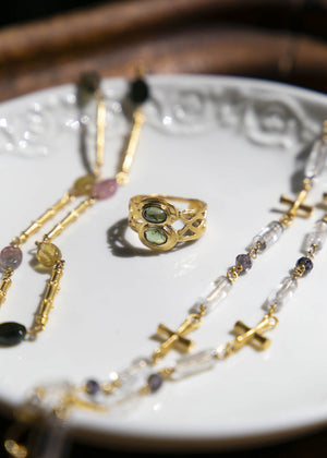 Ring in silver-gilt and tourmalines Antigone