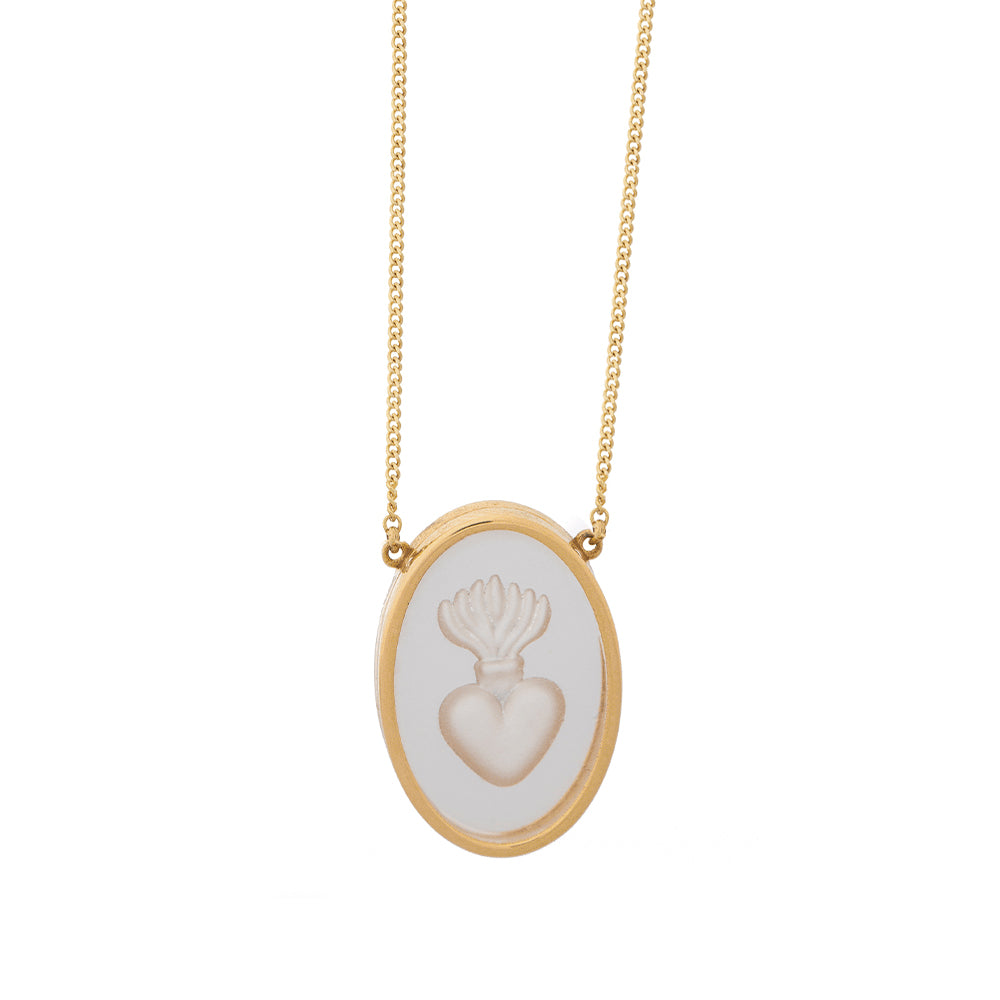Oval Quartz Heart Necklace