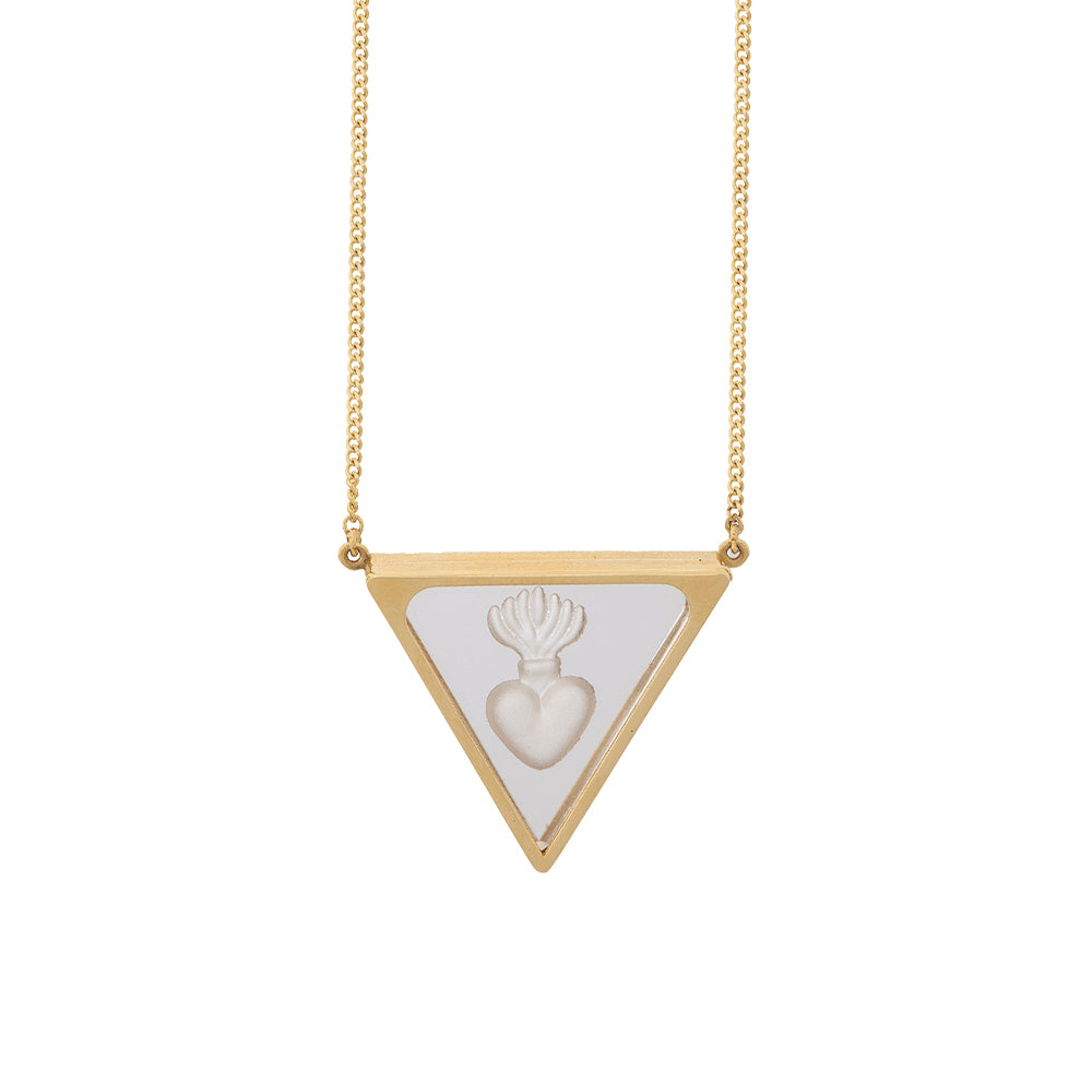 Quartz Heart Triangle Necklace