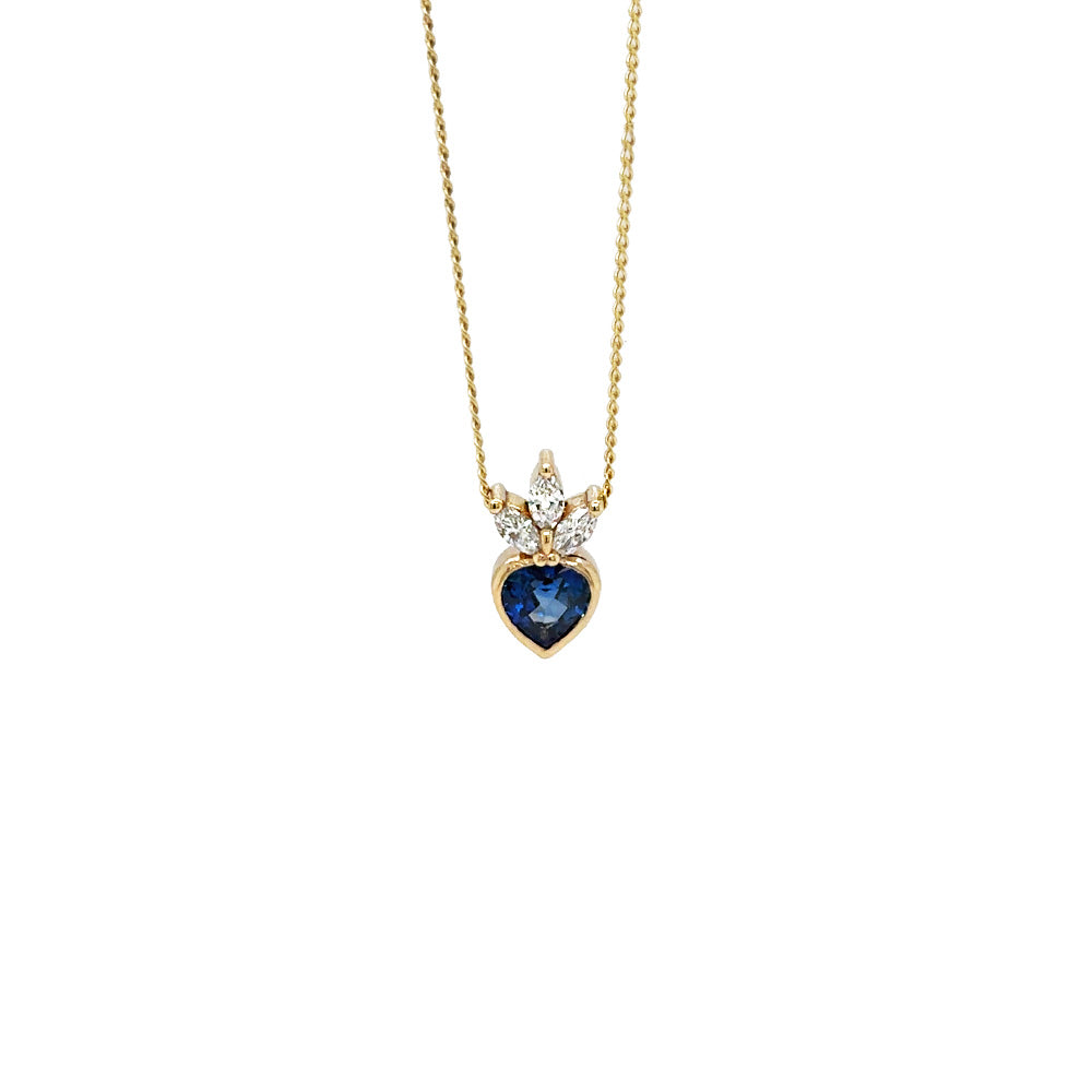 Ex Voto Diamond Sapphire Heart Small