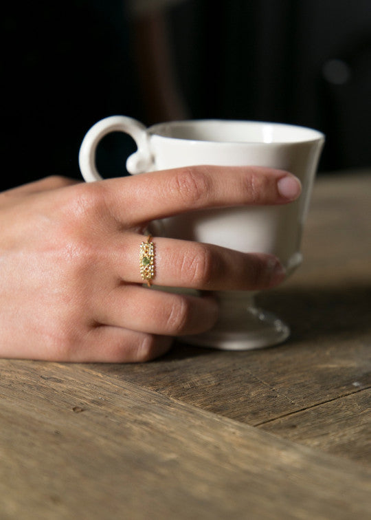 Ring in silver-gilt and periodt Jeanne