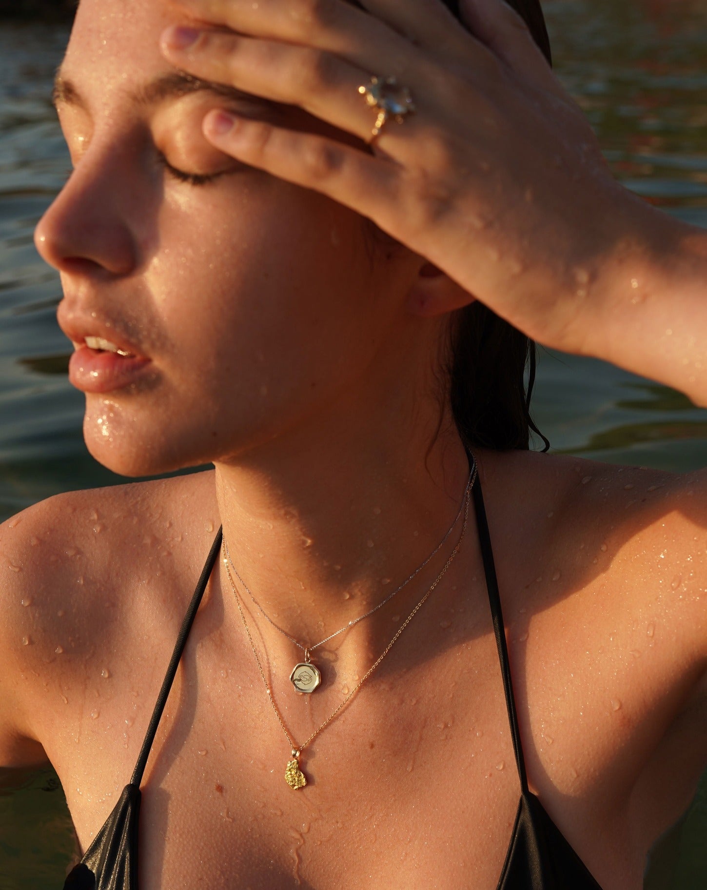 24ct gold nugget charm necklace 3.6