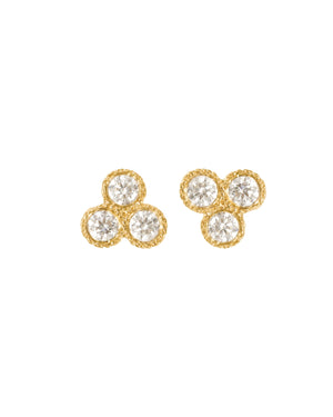 Gold studs with 3 diamonds