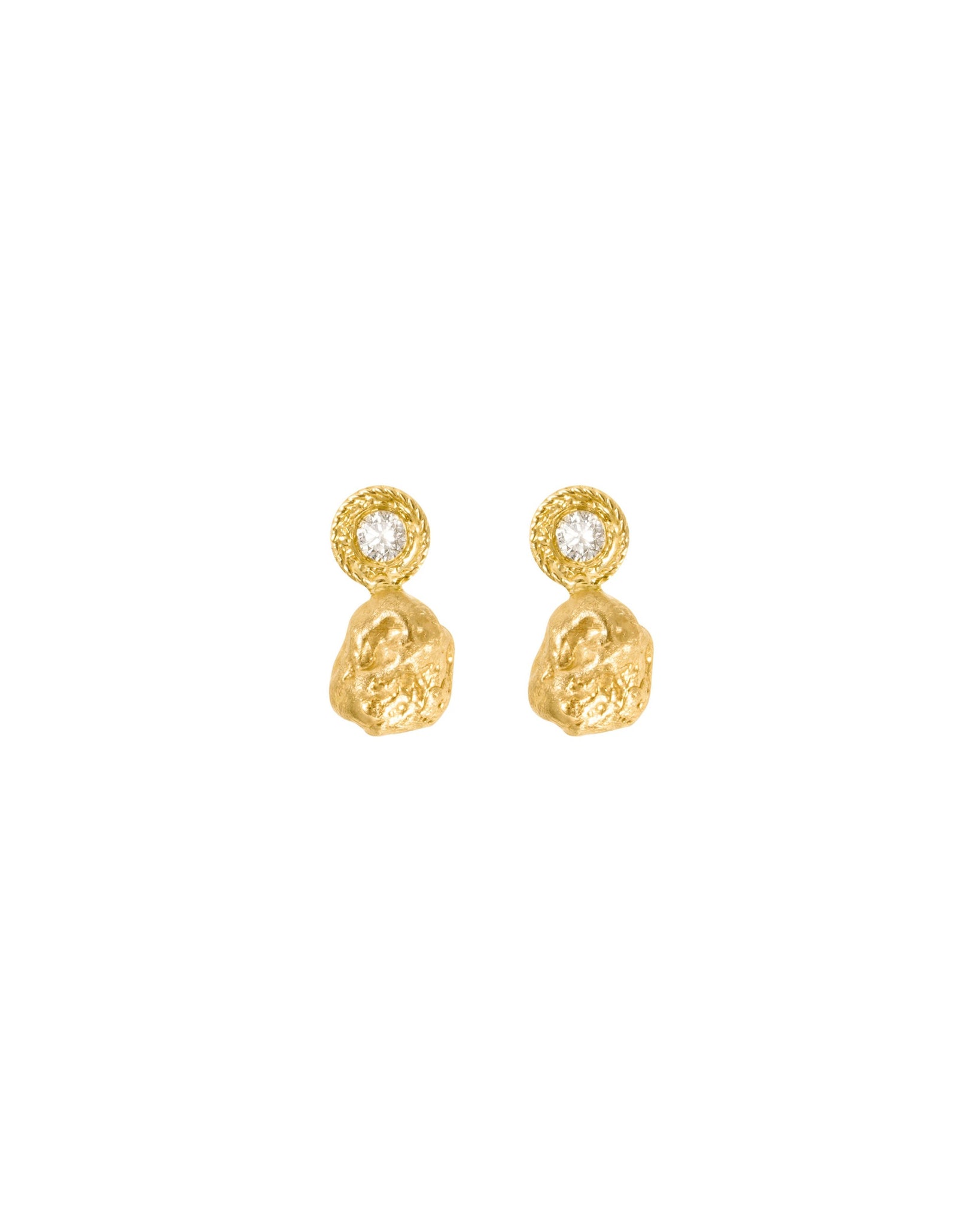 Gold nugget studs with diamonds