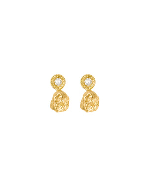 Gold nugget studs with diamonds