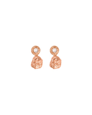 Gold nugget studs with diamonds