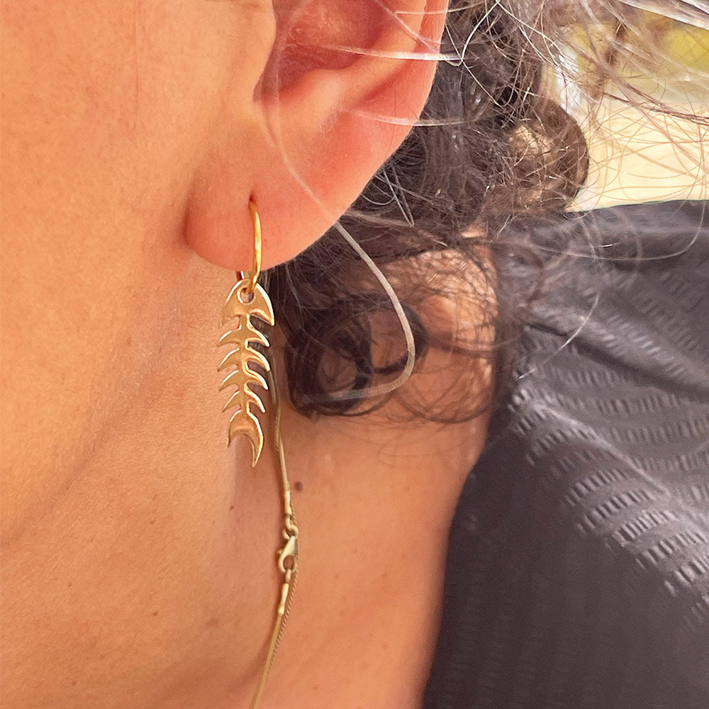 Fish bone earring