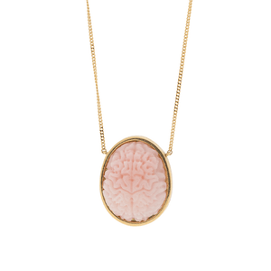 Pink opal brain necklace