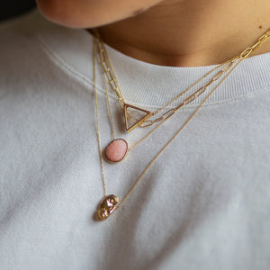 Pink opal brain necklace