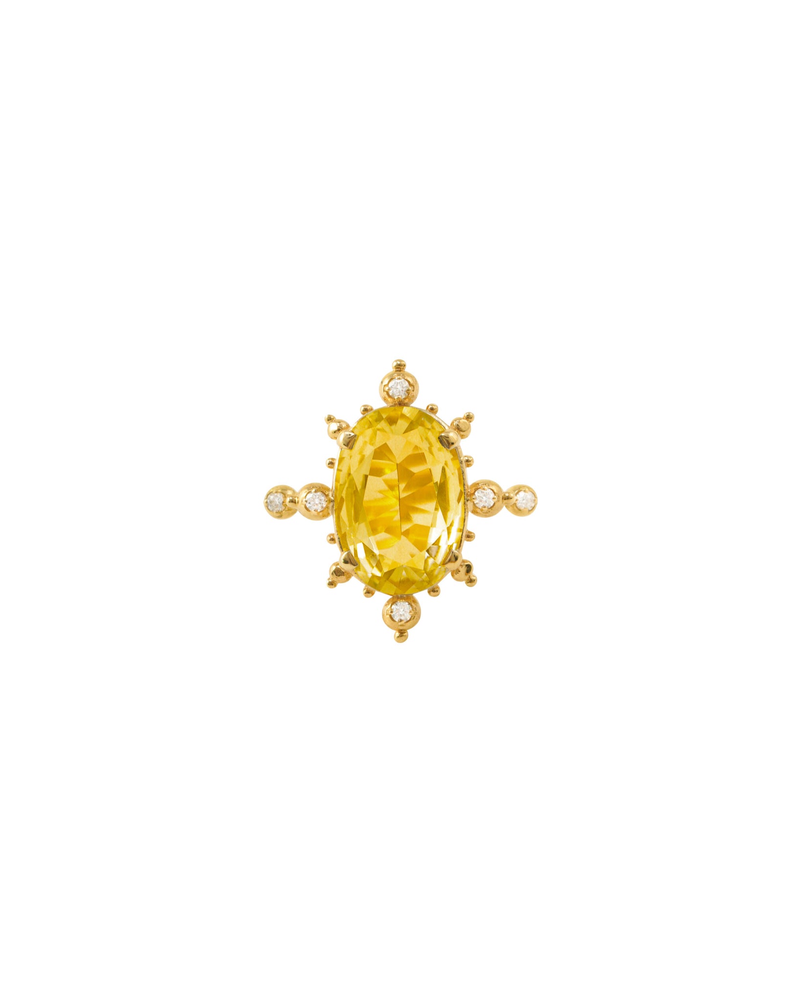 Ring with yellow beryl and diamonds