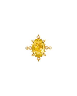 Ring with yellow beryl and diamonds